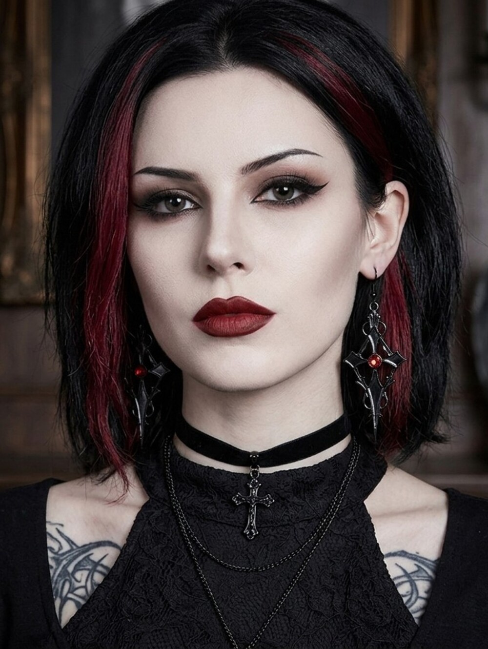 Retro Style Gothic Black Cross Earrings Funky Vintage Style  Faux Fashion Jewelr